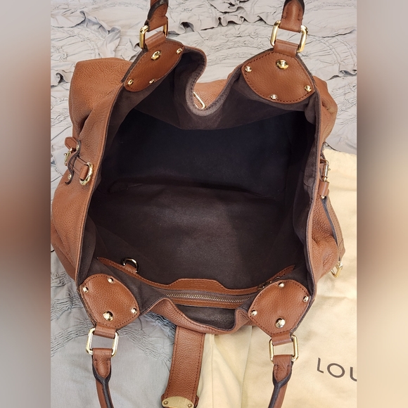 Louis Vuitton Monogram Mahina L Leather Carmel Hobo Bag Tote Purse Shoulder Tan - Picture 10 of 12